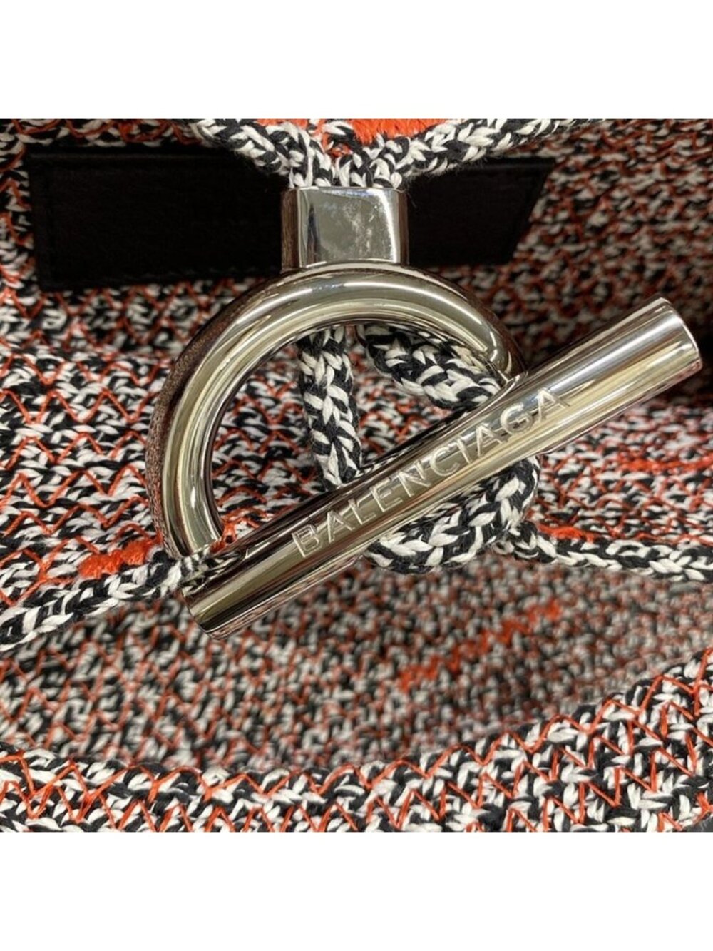 ★SOLD★ Balenciaga Handbag White Black Orange Leather X - Picture 12 of 15